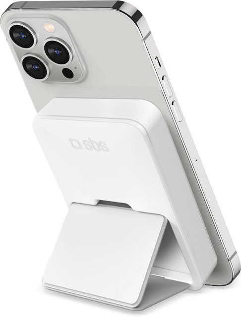 SBS Magnetische kabellose Powerbank mit Standfunktion und 5000 mAh, Weiß, USB-C - Bild 1