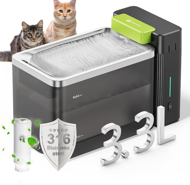 Amicura A3 Lite Katzentrinkbrunnen aus Edelstahl mit Ultrafiltrationstechnologie, Farbe: Weiß, Volumen: 3,3 l - Bild 1