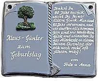 Decoramic Keramikschild in Buchform für Ehrungen und besondere Anlässe, Grau, B: 27 cm, H: 22 cm - Bild 1
