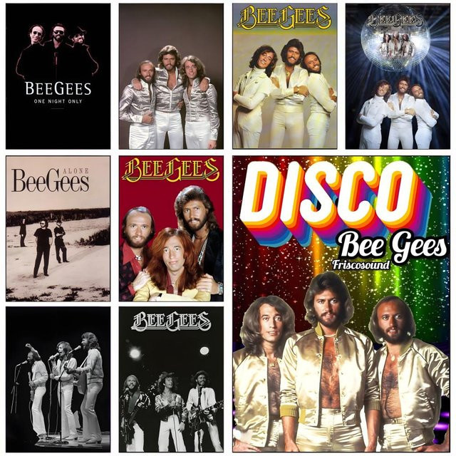 Selbstklebendes B-bee gees Band-Poster in Retro-Optik, wasserfeste HD-Kunst Wanddekoration, Mehrfarbig, Rechteckig - Bild 1