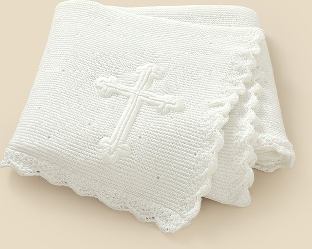 mimixiong Babydecke aus Baumwollstrick in Weiß, B/H: 100 x 80 cm - Bild 1