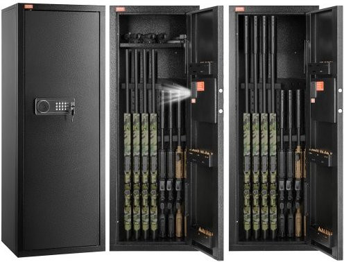 VEVOR Waffenschrank für 6–8 Gewehre mit digitalem Tastenfeld und Schloss, schwarzer Waffentresor mit herausnehmbaren Regalen zur Aufbewahrung von Gewehren und Schrotflinten - Bild 1