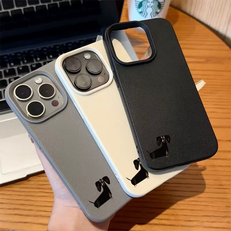 Weiche Handyhülle mit Dackel-Muster für Apple iPhone (verschiedene Modelle), Farbe: Weiß - Bild 1
