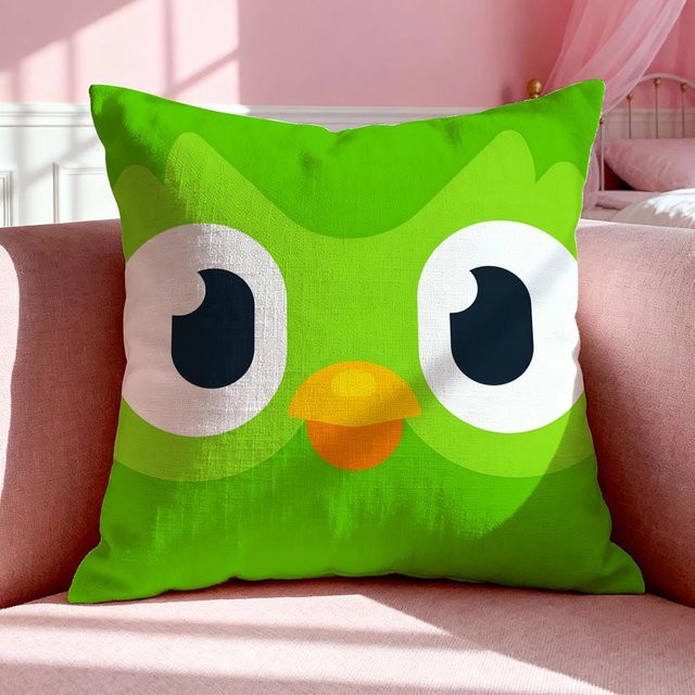 JMG Clothing Kissenbezug App D-Duolingo aus Leinen und Baumwolle, Farbe: Grün, B/T/H: 50 x 50 x 0 cm - Bild 1