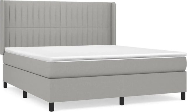 vidaXL Boxspringbett Hybrid mit Matratze und Kopfteil, Grau, B/T/H: 180 x 200 x 118 cm - Bild 1