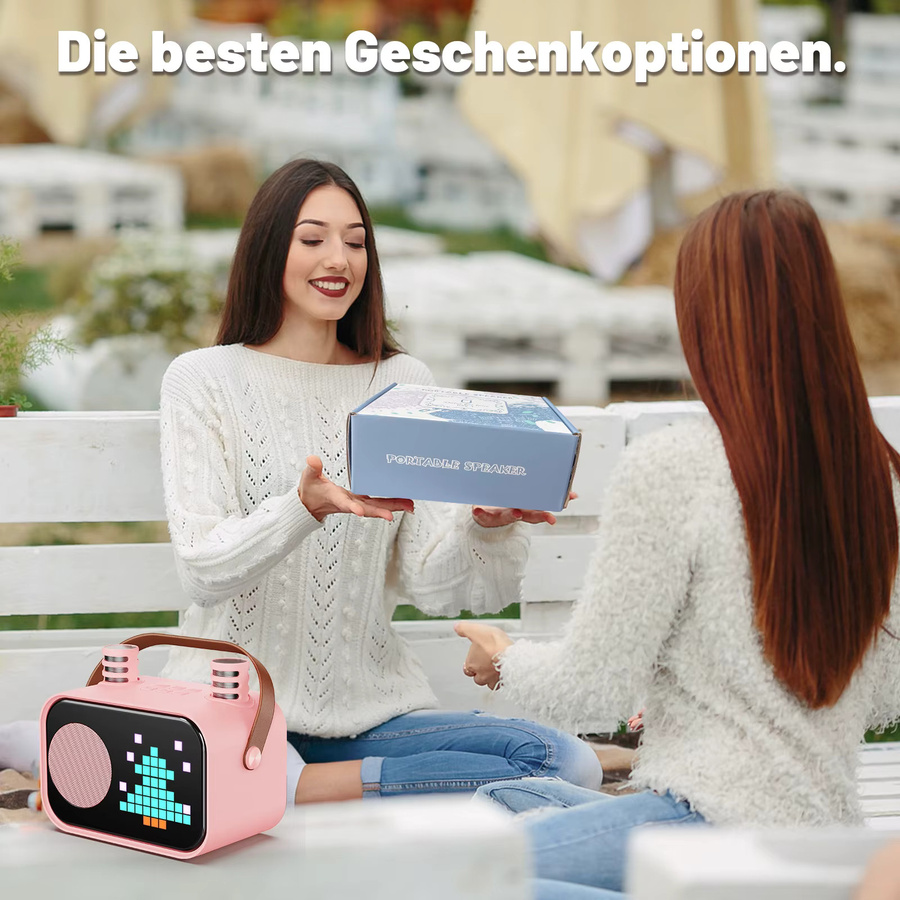 FanFun D58 Karaoke-Maschine in Pink mit 2 kabellosen Mikrofonen und Bluetooth-Funktion für Kinder und Erwachsene - Bild 6