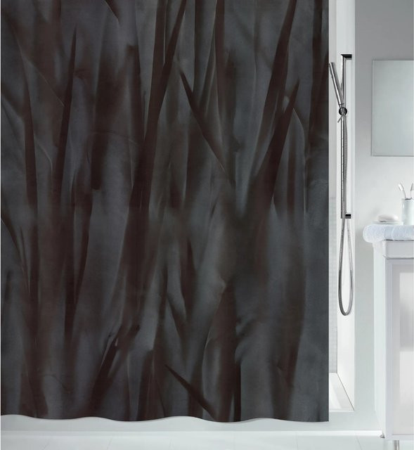 Spirella Duschvorhang Liv Schwarz aus Polyester, wasserdicht und schimmelresistent, Breite: 180 cm, Höhe: 200 cm - Bild 1