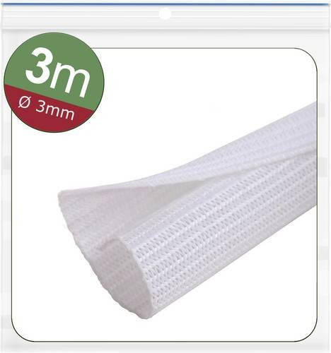 Quadrios Geflechtschlauch aus Polyester in Weiß, Durchmesser: 3 bis 4 mm, Länge: 3 m - Bild 1