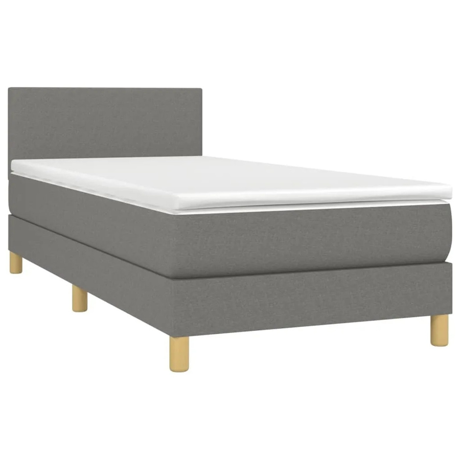 vidaXL Boxspringbett mit Matratze in Dunkelgrau, Hybridbett mit LED-Unterbettbeleuchtung und USB-Ladeport, B/T/H: 80 x 200 x 78 cm - Bild 2