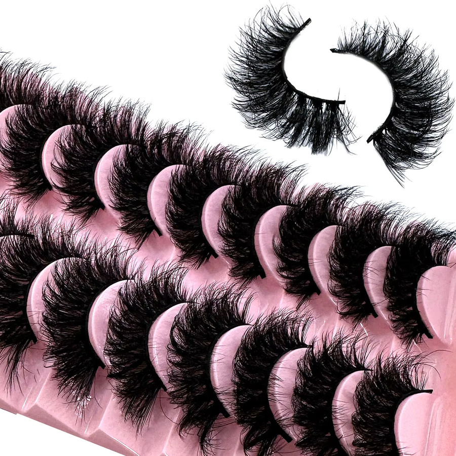 UMIRYAO 3D-Falsche Wimpern, Black, 10 Paar, Natürlich, Unisex - Bild 2