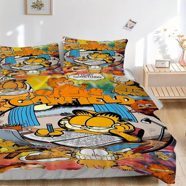 3er Set Garfield Comic Bettwäsche Multicolor mit 1x Bettbezug und 2x Kissenbezügen, B/H: 140 x 200 cm - Bild 1