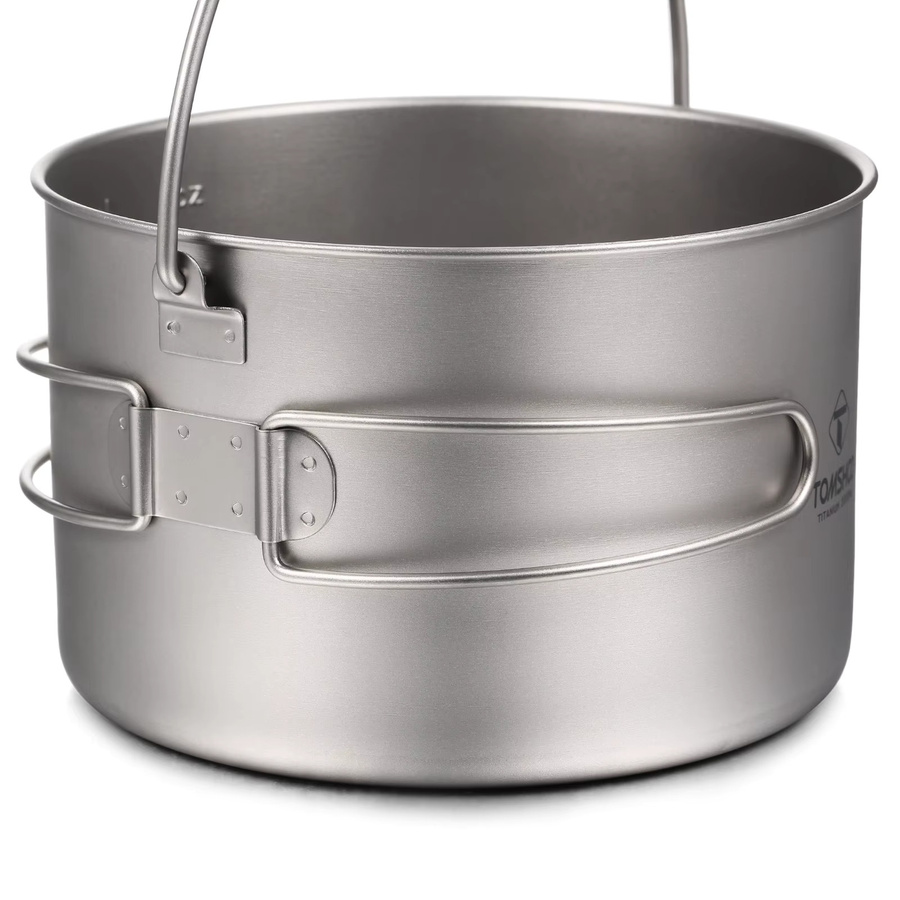 TOMSHOO Titantopf für Outdoor-Camping mit Deckel und abnehmbarem Griff, Silber, 1,1 l - Bild 2