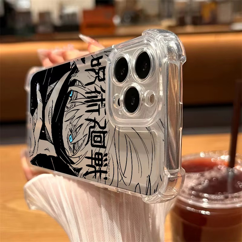 Stoßfeste und transparente Handyhülle im Jujutsu Kaisen Satoru Gojo Design für iPhone 11 bis iPhone 17 Pro Max und weitere Modelle - Bild 5