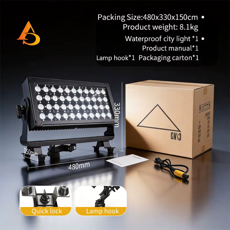 Professionelle LED Outdoor Wash Lights RGBW Pixel DMX512 mit 44x10W, IP65 wetterfest, Schwarz, B/T/H: 33,0 x 33,0 x 5,0 cm - Bild 3