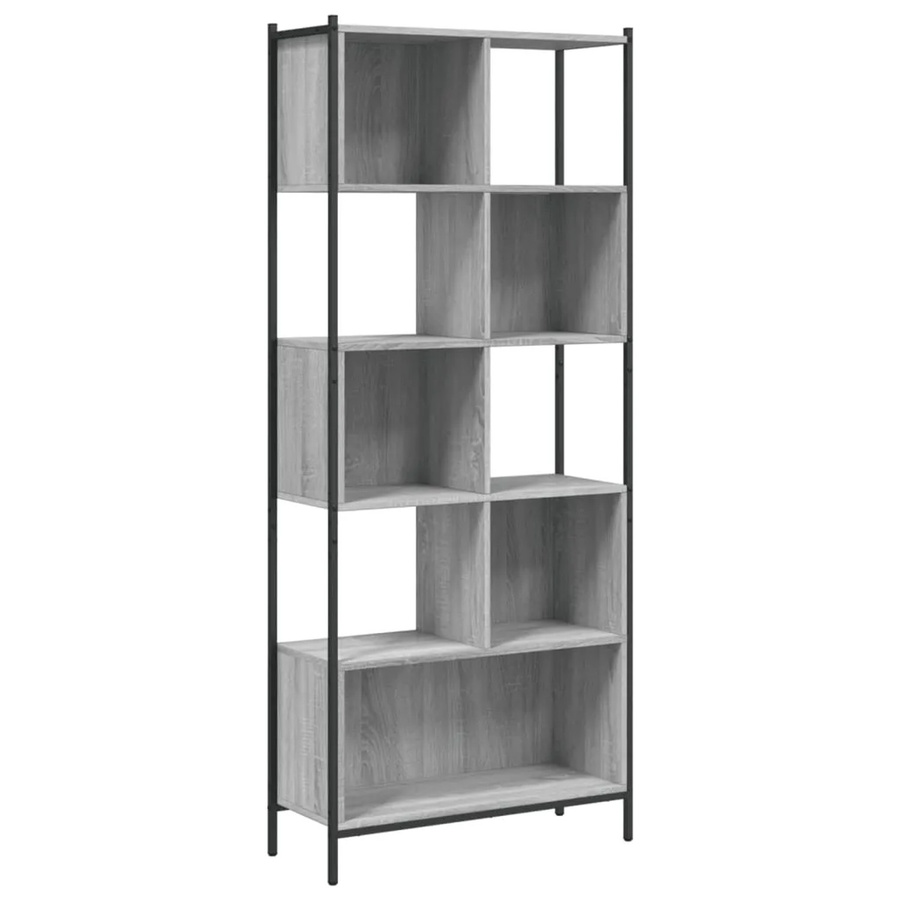 vidaXL Bücherregal Grau Sonoma, modernes Wandregal aus Holzwerkstoff und Metall, B/T/H: 72 x 28 x 172 cm - Bild 2