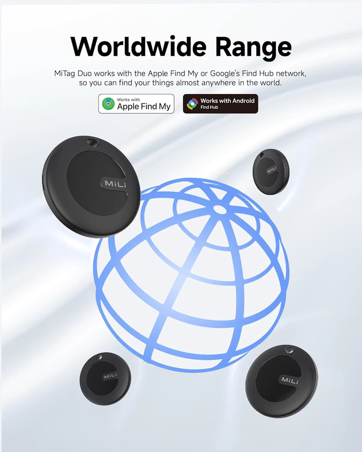 MiTag Duo Smart Tracker Bluetooth Bluetooth-Ortungsgerät in Weiß, kompatibel mit iOS und Google Find My Device App, IP67 wasserdicht - Bild 5