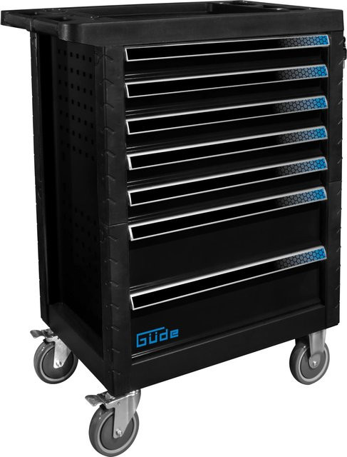 Güde Werkstattwagen GW7 Black Line in Schwarz mit 165-teiligem Werkzeugset, abschließbar und rollbar mit Arbeitsplatte - Bild 1