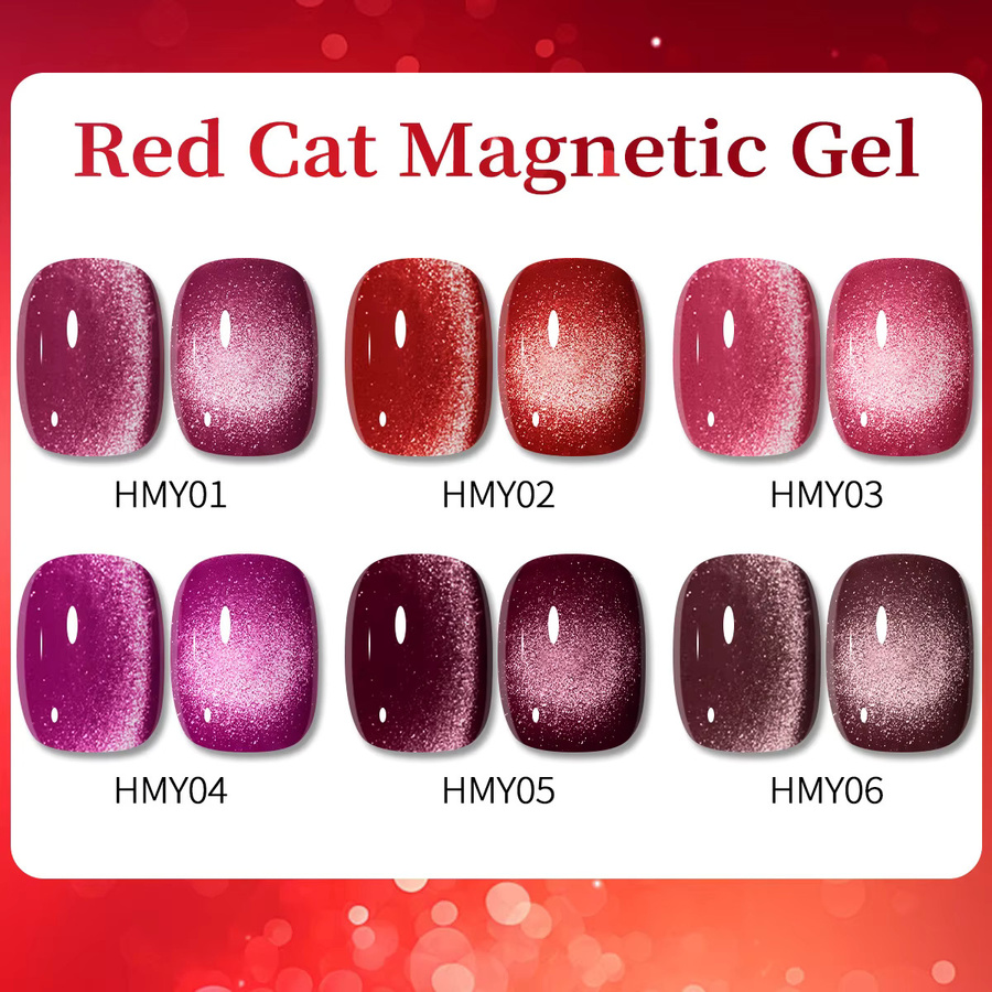 Groillim Katzenaugen-Gel-Nagellack, Neujahrs-Rot, Schimmernd, 7 ml - Bild 2