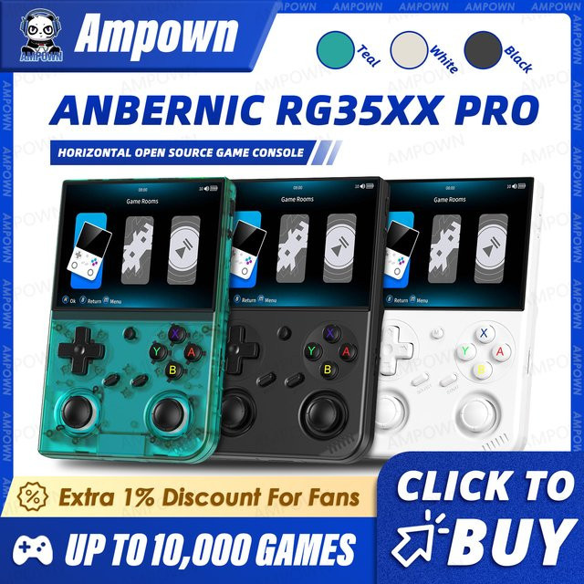 Anbernic RG35XX PRO Handheld Retro Videospielkonsole mit 3,5 Zoll IPS-Bildschirm in Weiß - Bild 1