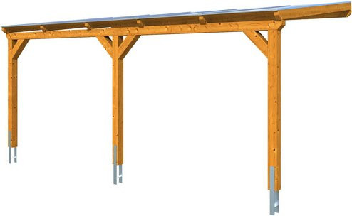 Skan Holz Carport Vogtland in Eiche hell, B/T: 300 x 541 cm, Firsthöhe: 262 cm, farbbehandelt braun - Bild 2