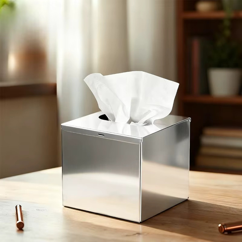 Quadratische Taschentuchbox aus Edelstahl 304 in Silber - Bild 3