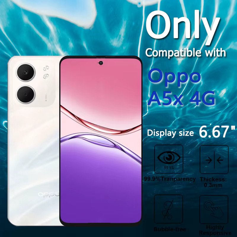Displayschutzfolie aus gehärtetem Glas für Oppo A5x 4G, A5 und 5x, transparent, 9H Härtegrad, kratzfest und fingerabdruckresistent - Bild 2