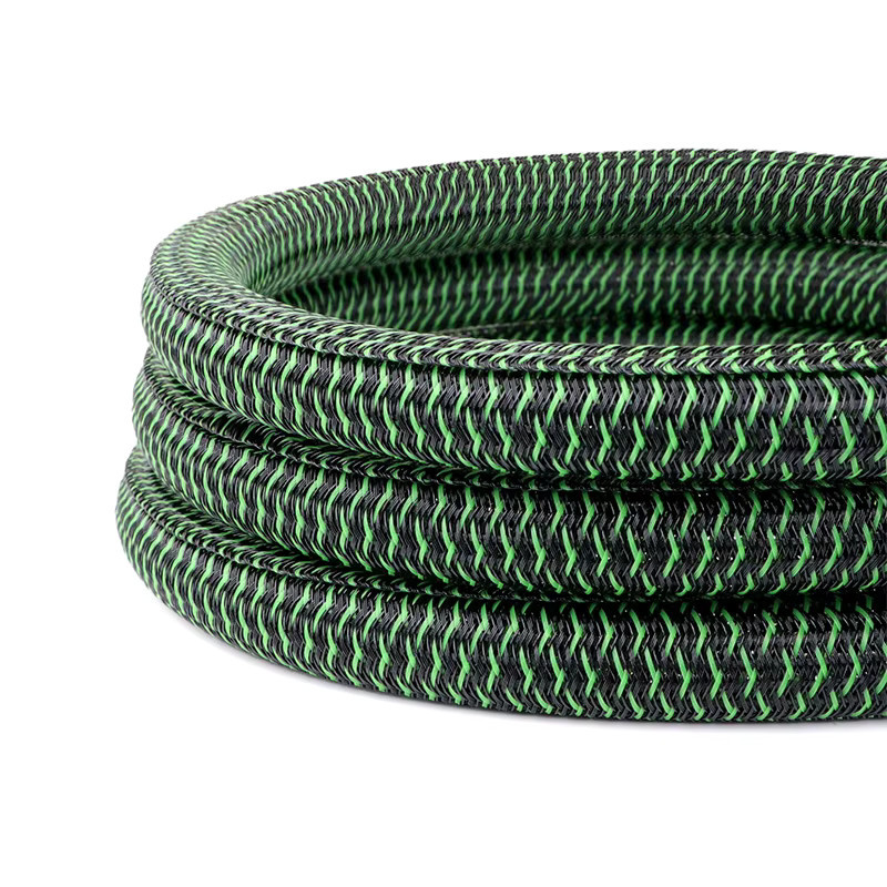 Selbstschließende PET-Geflechtkabelhülle in Grün-Schwarz für dein Kabelmanagement, überlappender Kabelschutzschlauch aus Kunststoff für Durchmesser von 3 bis 50 mm - Bild 5
