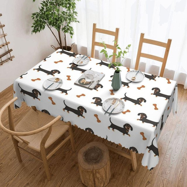 Wasserdichte rechteckige Tischdecke JINGYUE Pet Pablo Picasso Wilder Wiener Dog Dackel, Farbe: Weiß, B/T: 137 x 183 cm - Bild 1