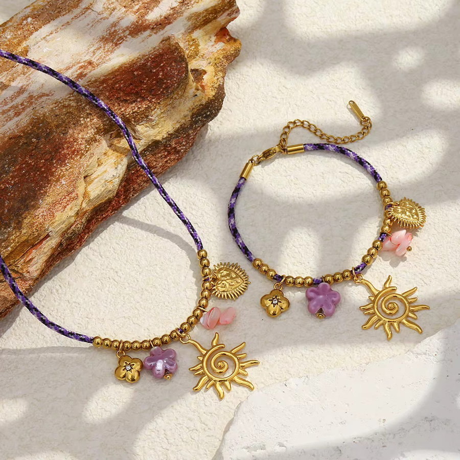 MamacitaSlay Schmuckset, 316L Edelstahl, geflochtenes Seil, 18K vergoldet, Damen - Bild 2