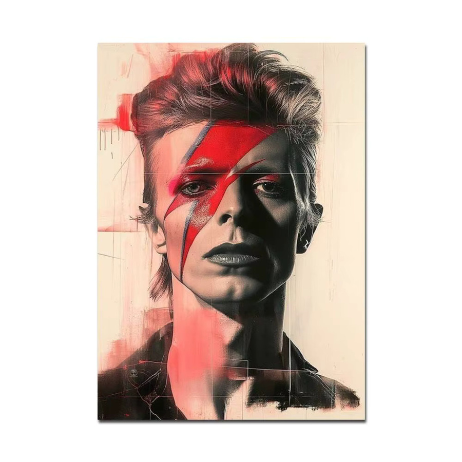Selbstklebender David Bowie Wandaufkleber im Retro-Stil, wasserfester Papieraufkleber in Mehrfarbig, B/H: 15,0 x 15,0 cm - Bild 6