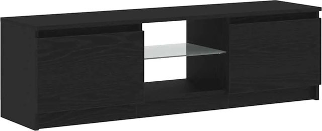vidaXL TV-Schrank mit LED-Leuchten in Eiche Schwarz, B/T/H: 120 x 30 x 36 cm - Bild 1