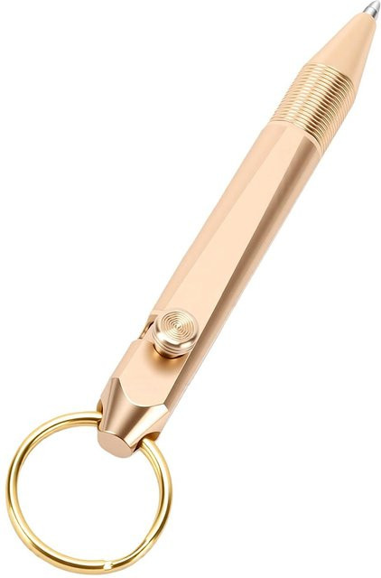 CosyHome Mini Messing Repetierstift in Gold als tragbarer Reise-Schlüsselanhänger für Büro und Business - Bild 1