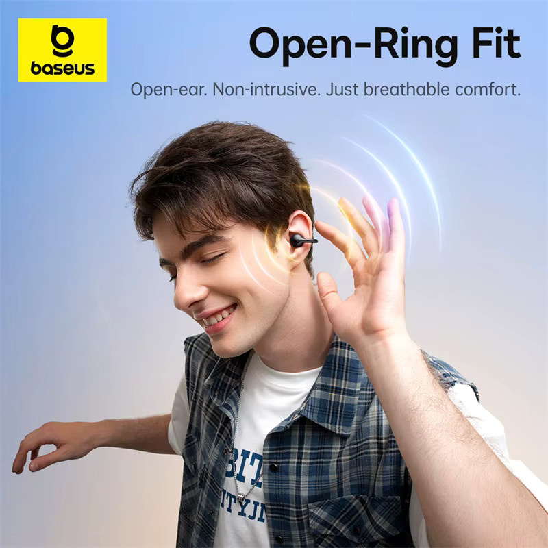Baseus BC1 Ohrclip-Ohrhörer in Schwarz, kabellose Open-Ear-Kopfhörer mit Bluetooth 6.0, Clip-on-Sportkopfhörer mit 4 Mikrofonen, Super-Bass und IP55-Schutz - Bild 2