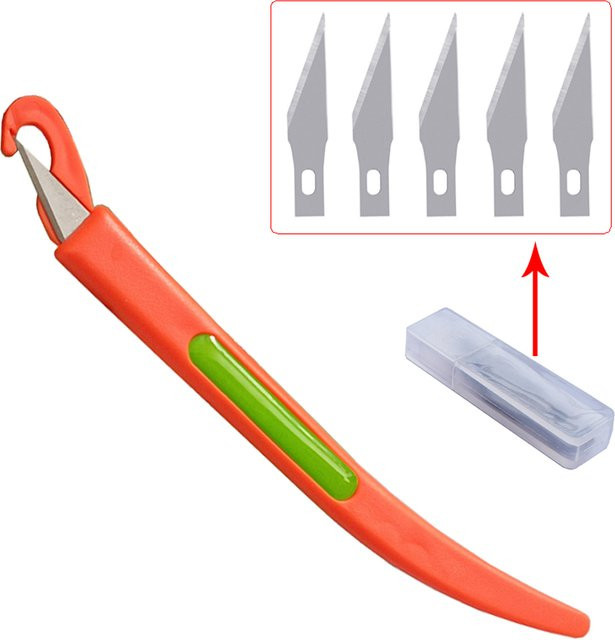 Sicherheits-PVC-Schneider mit 5 Schneidklingen und Schutzklingen-Aufkleber in Orange für Carbonfolie und Autofolierung - Bild 1
