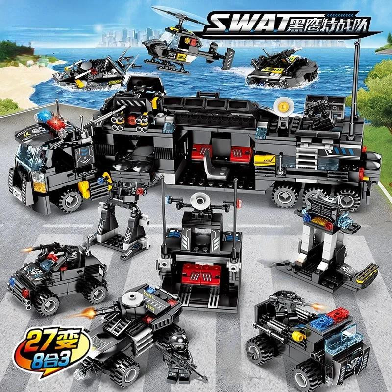 Linyi toy Polizei Swat Stadtgebiet Gebäude Blöcke mit Auto - Bild 5