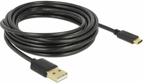 Delock USB 2.0 Kabel mit USB-A und USB-C Stecker, 4,00 m, Schwarz, 83669 - Bild 1