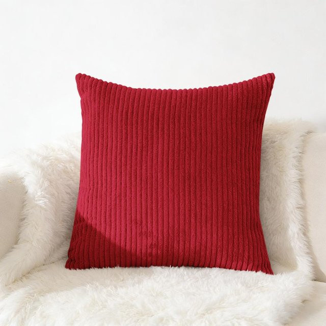 JMG Clothing Cord Kissenbezug aus weichem Flanell Plüsch in Rot für dein Sofa und Wohnzimmer - Bild 1
