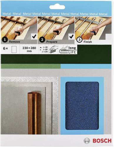 Bosch Handschleifpapier-Set für Metall, Körnung 40, 80, 120, L x B: 280 x 230 mm - Bild 1