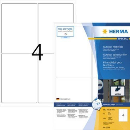 Herma Folien-Etiketten 9539, weiß, matt, für Laserdrucker, 160 Stück, B: 9,91 cm, H: 13,9 cm - Bild 1