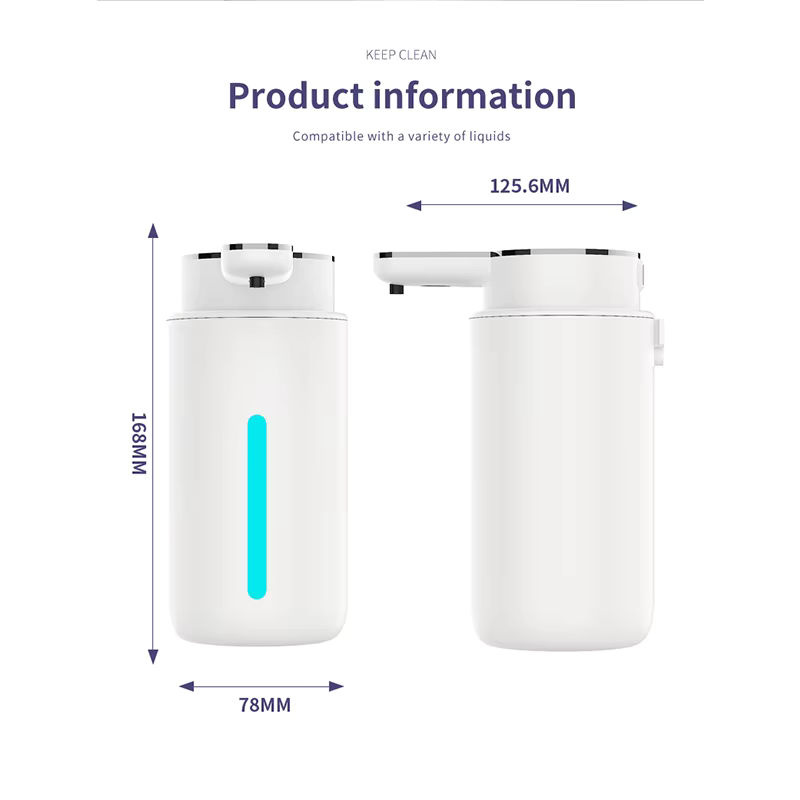 DONASIRA Infrarot-Seifenspender mit automatischem Sensor, Digitalanzeige, 6 Stufen verstellbar, Weiß, 500 ml - Bild 2