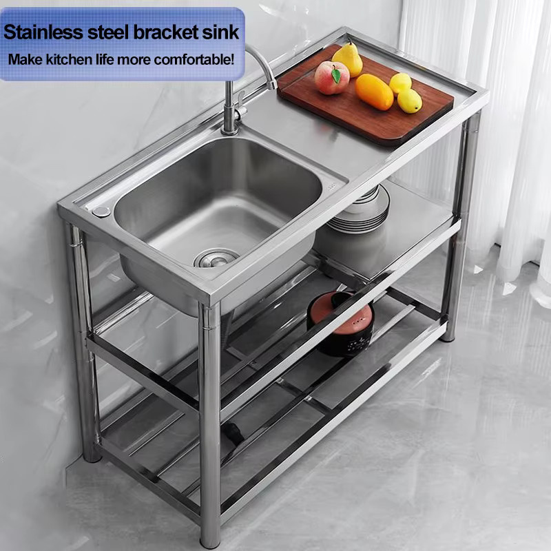 LISM Edelstahl-Spüle mit Einzeltrog und Plattform in Silber - Bild 2
