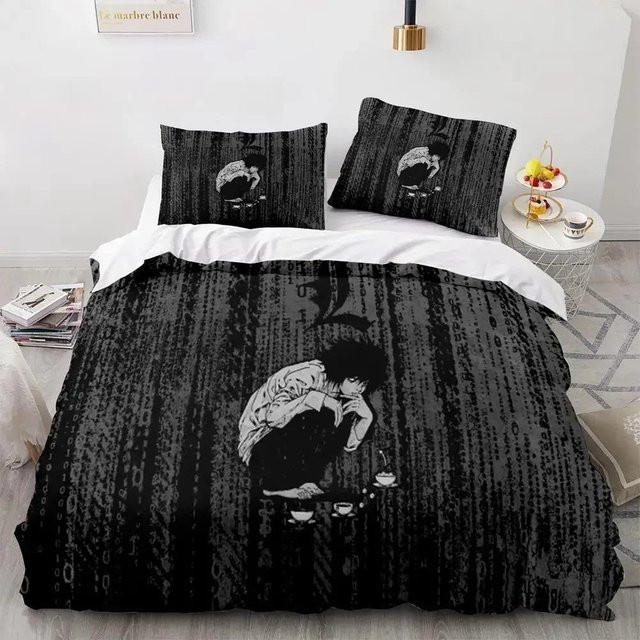 Death Note Bettwäsche-Set von Binchi Fitness mit 3D-Anime-Print, Schwarz, B/H: 240 x 220 cm - Bild 1