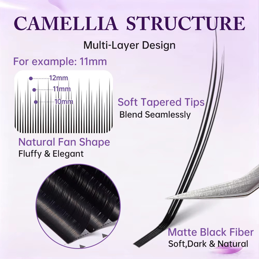 Yelix Camellia Volume Lashes Wimpernverlängerungen, Black, Natürlich - Bild 2