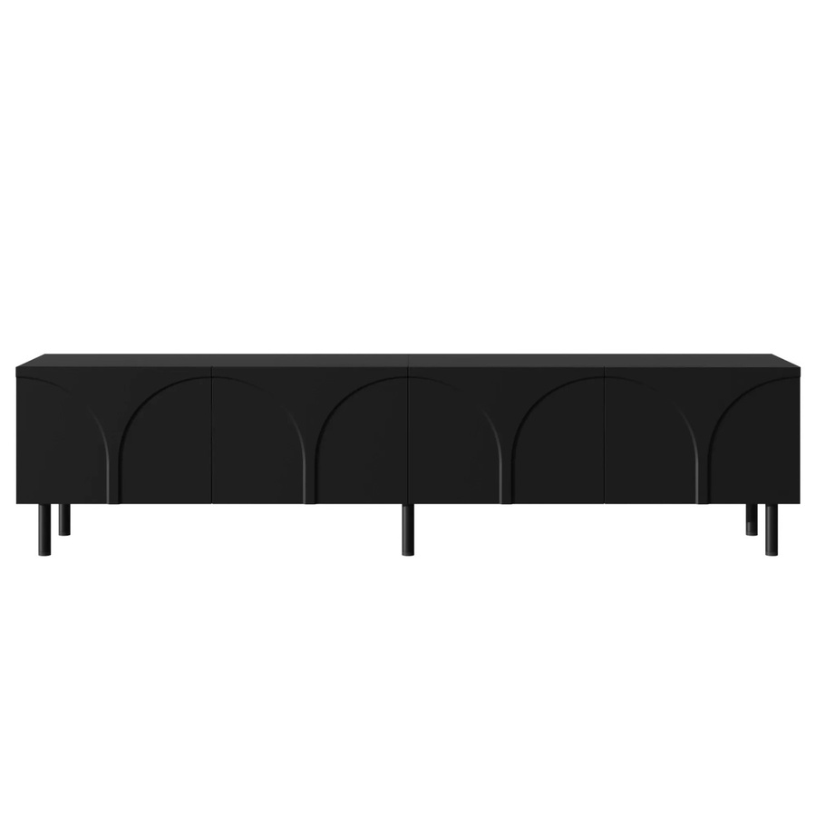 okwish TV-Schrank mit geschwungenen Linien und 4 Türen in Schwarz, B/T/H: 180 x 49 x 35 cm - Bild 2