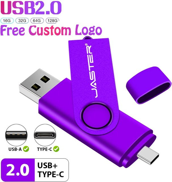 JASTER Mini USB-Stick 2.0 Flash-Laufwerk aus Metall in Silber oder Lila - Bild 1
