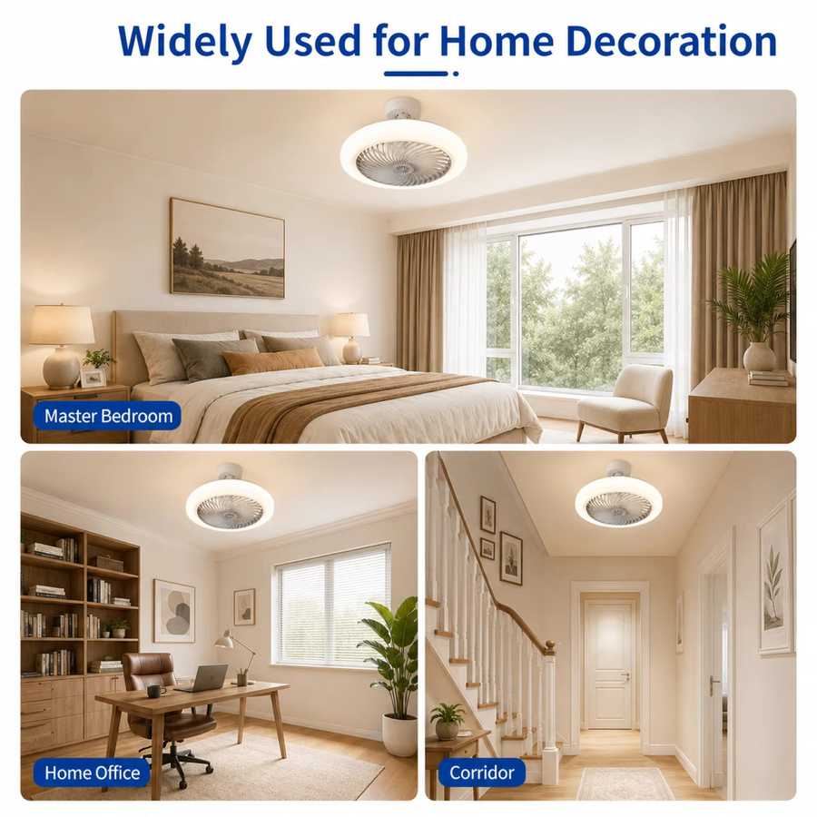 Pzsunly 2-in-1 Deckenventilator mit LED-Beleuchtung und Fernbedienung, E27 Konverter-Sockel, Weiß - Bild 2