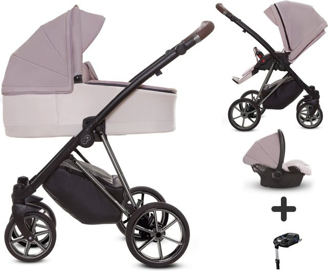 TPFLiving 4in1 Kinderwagen Ultra Stoff in Pastell mit Gestell in Silber - Bild 1