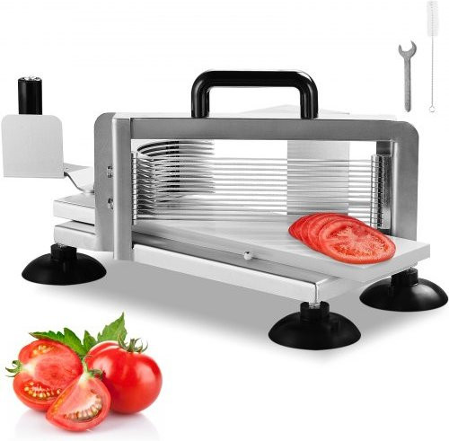 VEVOR Gemüseschneider aus Edelstahl für Tomaten, Gurken und Bananen, Silber, manueller Tomatenschneider mit rutschfester Basis - Bild 1
