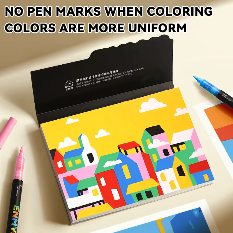 enmy Markierungsstiftpapier Multicolor, 30 Blatt, 300 g/m2, für Schule und Kunst - Bild 2