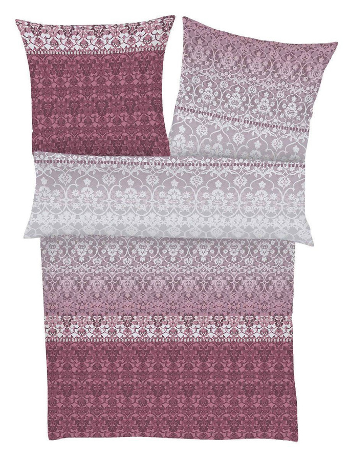 Ibena Zeitgeist Mako-Satin Bettwäsche 2-tlg. in Aubergine mit Ornamenten, B/H: 135 x 200 cm und 80 x 80 cm - Bild 1